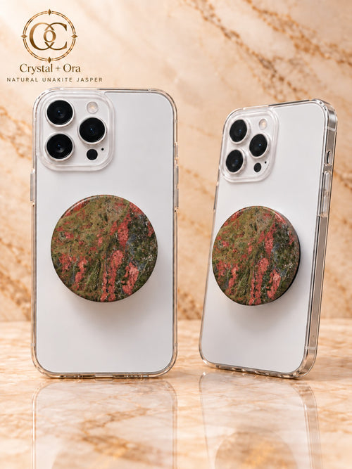 Natural Unakite Jasper Mineral Phone Grip