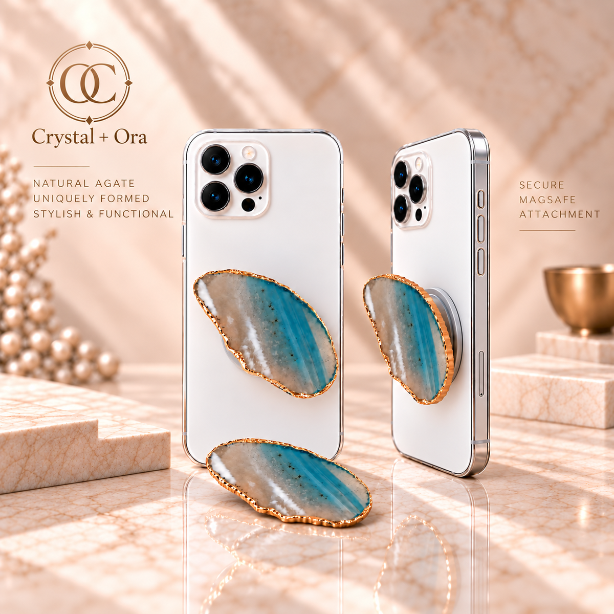 Natural Agate Mineral Phone Grip
