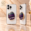 Gold-Edge Rainbow Fluorite MagSafe Phone Grip — two aligned phone views