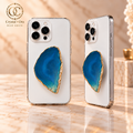 Gold-Edge Blue Agate MagSafe Phone Grip — two aligned phone views