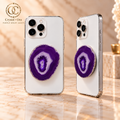 Purple Druzy Agate MagSafe Phone Grip — two aligned phone views
