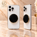 Gold-Edge Black Onyx Halo MagSafe Phone Grip — two aligned phone views