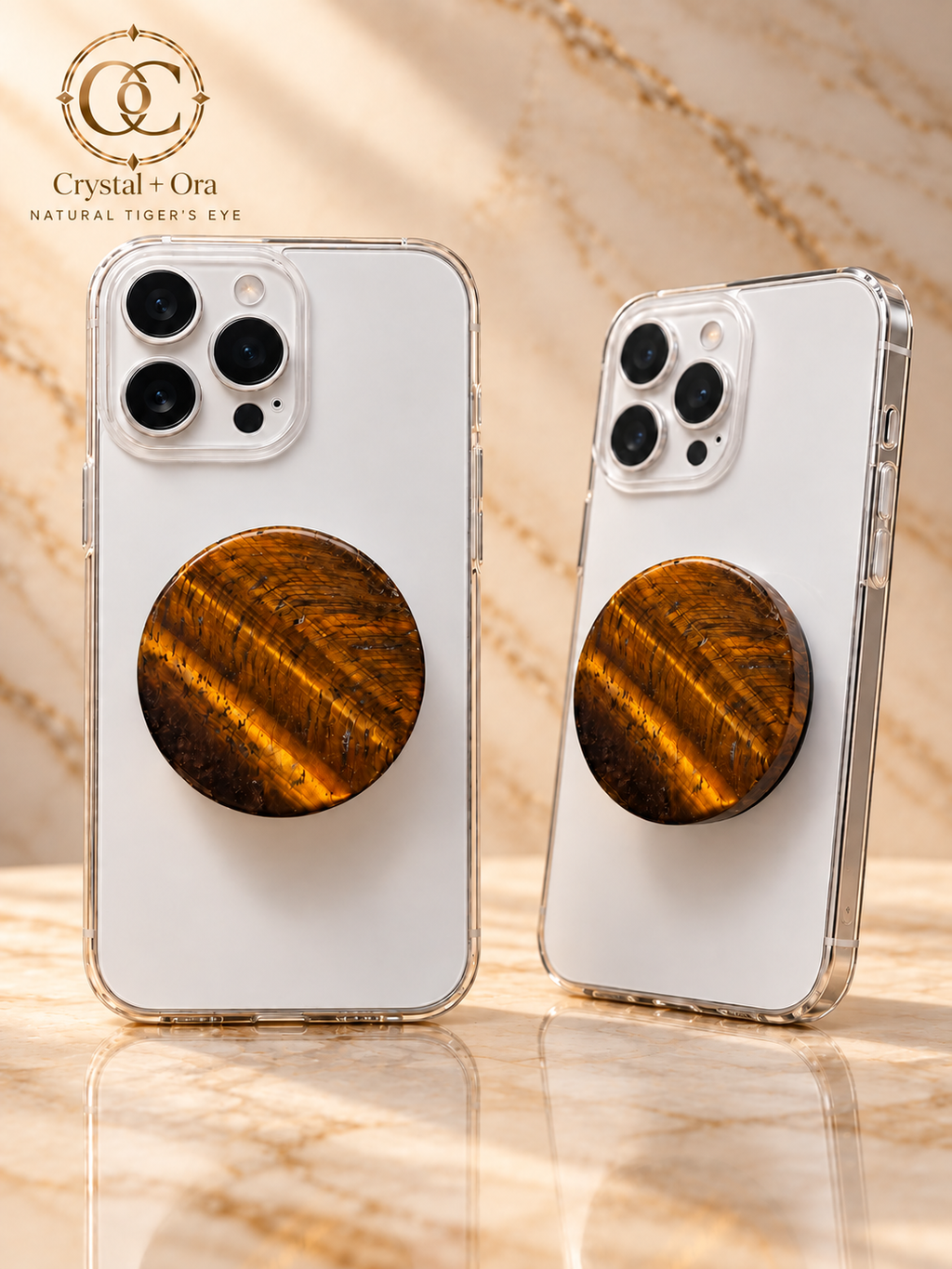 Natural Tiger’s Eye Mineral Phone Grip